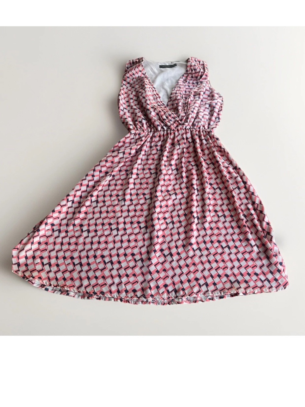 Y2K Retro Mod Geometric Dress Pink Coral Preppy Brunch Chic XS The Limited